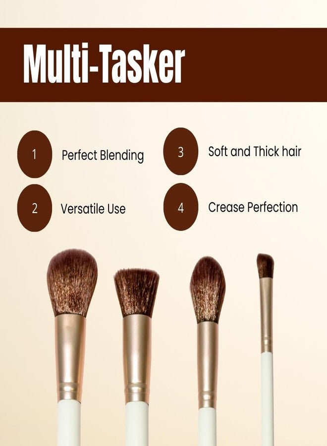 FOLELLO 4 Makeup Brush Set for Professional and Personal Use, Includes Blending brush, Powder Brush, Eyeshadow Brush & Foundation Brush, Compact & Travel Friendly, 4-in-1 Makeup Brush kit - Image 4