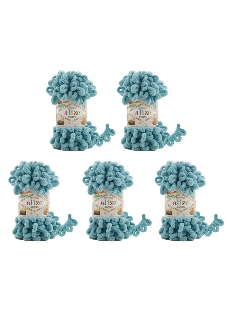 5 Pcs Alize Puffy 414 Micropolyester Hand Knitting Yarn For Blanket
