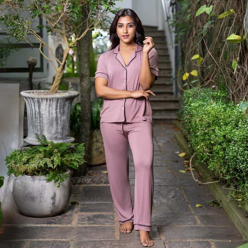 Aadaraya Aadaraya Pyjama Set Shirt and Pants Rayon