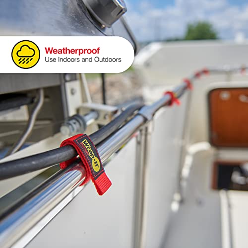 Wrap-It Storage Quick-Strap Cord Wraps, 9 inch (12 Pack) Red - Hook and Loop Strap, Extension Cord Holder Gifts for Boat, Rope, Hose, and Cable Storage and Organization - Image 2