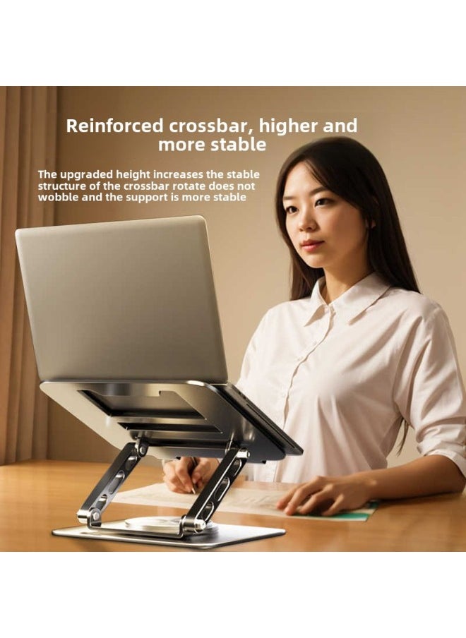 Generic - Laptop Stand Bracket Pad Height Cooling Rack Foldable Metal Shelf Rotatable Monitor Lifting Rack-Color:Jindian Black Stadium 360 Degree Rotation - Image 1