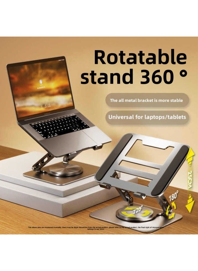 Generic - Laptop Stand Bracket Pad Height Cooling Rack Foldable Metal Shelf Rotatable Monitor Lifting Rack-Color:Jindian Black Stadium 360 Degree Rotation - Image 1