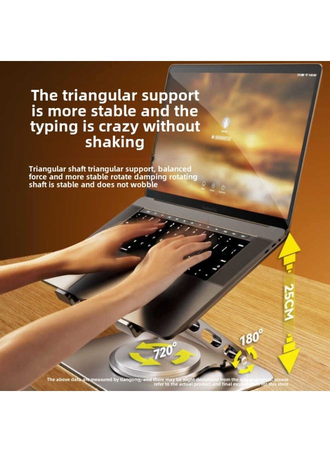 Generic - Laptop Stand Bracket Pad Height Cooling Rack Foldable Metal Shelf Rotatable Monitor Lifting Rack-Color:Jindian Black Stadium 360 Degree Rotation - Image 1