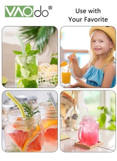 VAOdo 8PCS Reusable Glass Straws Reusable Bent Glass Drinking Straws with 2 Cleaning Brushes Inner Diameter 5MM Reusable Straws for Smoothies Milkshakes Juice Multicolor  - Image 4