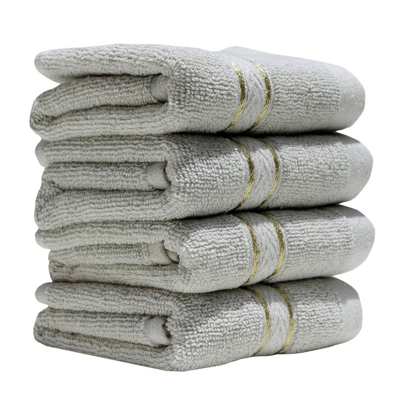 Solance Discovery Cotton Hand Towel 500 GSM Ultra Soft and Super Absorbent Set of 4 Light Grey