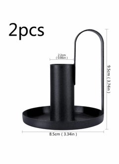 Excefore Candles Holder Set, 2 Pcs Iron Plate with Handles  - Image 2