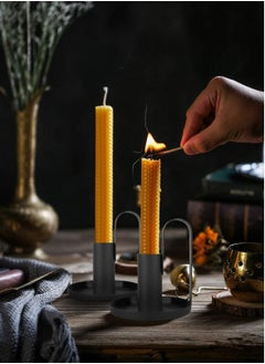 Excefore Candles Holder Set, 2 Pcs Iron Plate with Handles  - Image 4