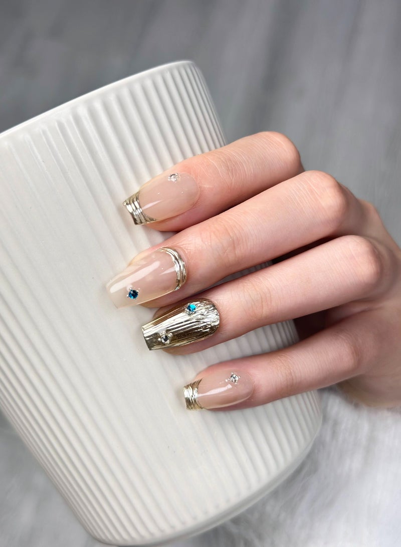 Generic 10 PCS Handmade  Pressed On Nails,Mid-length Full Cover Nails,With Diamond Patch Art Nails  - Image 2