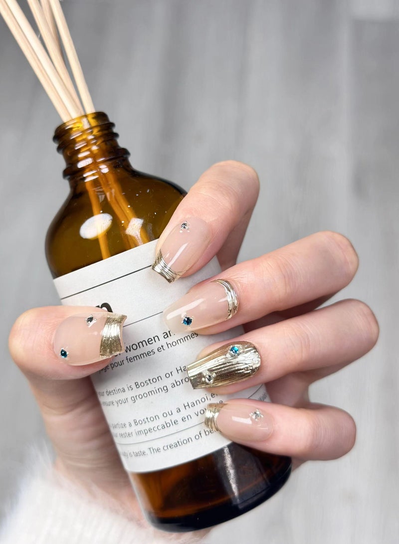 Generic 10 PCS Handmade  Pressed On Nails,Mid-length Full Cover Nails,With Diamond Patch Art Nails  - Image 3