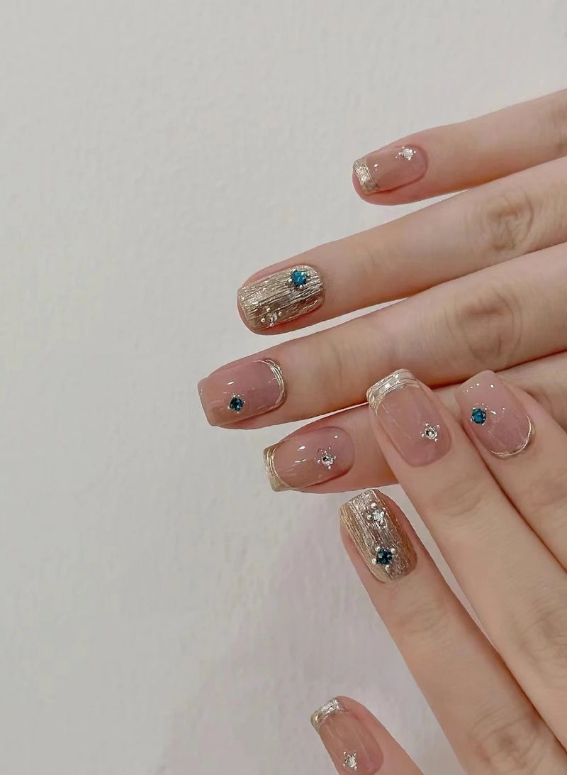 Generic 10 PCS Handmade  Pressed On Nails,Mid-length Full Cover Nails,With Diamond Patch Art Nails  - Image 4