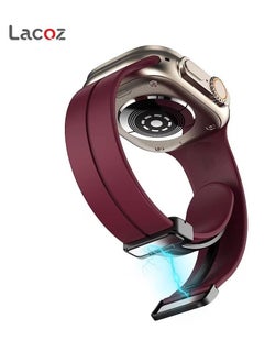 Lacoz Lacoz High Quality Silicone Band iWatch Sports Strap with  Magnetic Lock for Apple Watch 44mm 45mm and Ultra 49mm 8 SE 7 6 5 Purple  - Image 3