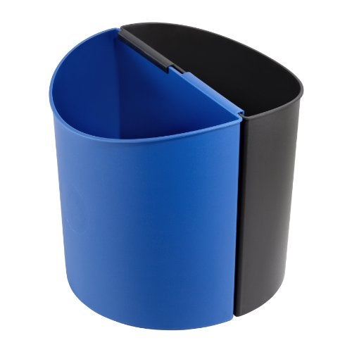 Safco Deskside Small Trash Can Recycling Bin Combo 3 Gallon For Kitchen Office Indoor Use BlackBlue
