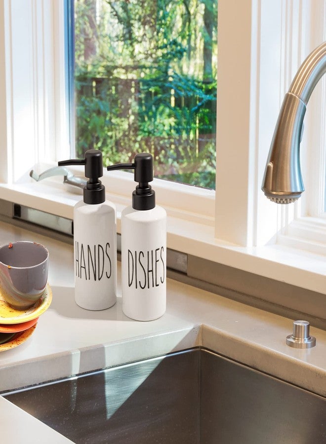 FE FUN ELEMENTS FE Hand Soap Dispenser, 10oz Ceramic Soap Dispenser for Bathroom with Plastic Pump(Hands) - Image 5