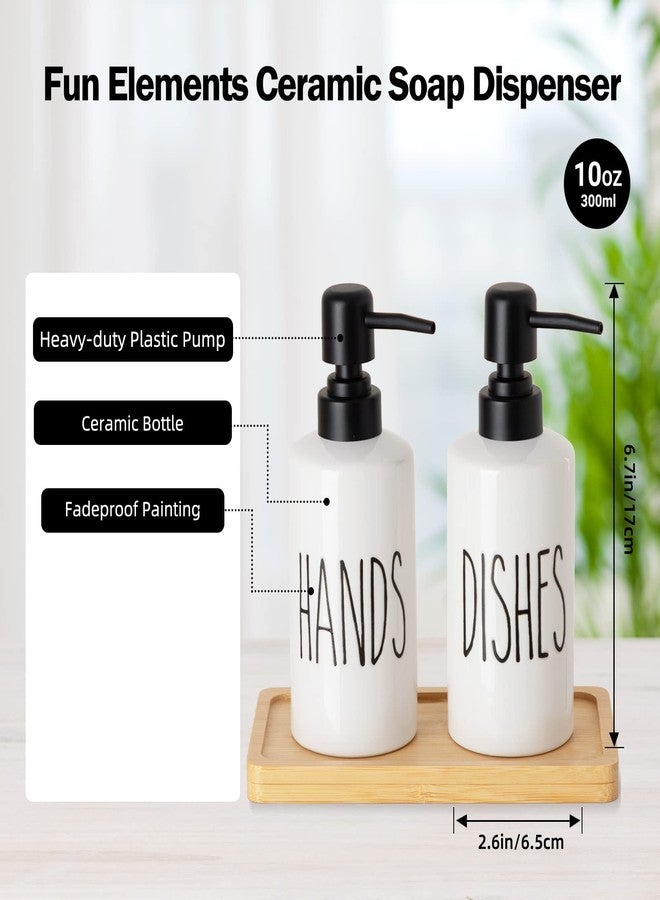 FE FUN ELEMENTS FE Hand Soap Dispenser, 10oz Ceramic Soap Dispenser for Bathroom with Plastic Pump(Hands) - Image 2