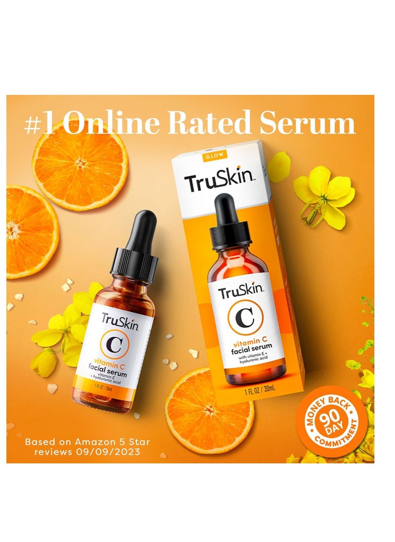 TruSkin - TruSkin Vitamin C Serum – Anti Aging Facial Serum with Vitamin C, Hyaluronic Acid, Vitamin E & More – Brightening Serum for Dark Spots, Even Skin Tone, Eye Area, Fine Lines & Wrinkles, 2 Fl Oz - Image 1