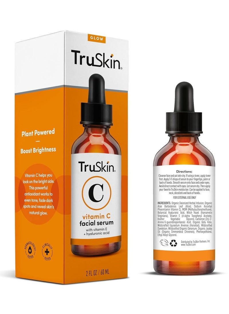 TruSkin - TruSkin Vitamin C Serum – Anti Aging Facial Serum with Vitamin C, Hyaluronic Acid, Vitamin E & More – Brightening Serum for Dark Spots, Even Skin Tone, Eye Area, Fine Lines & Wrinkles, 2 Fl Oz - Image 1