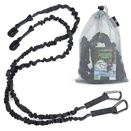 Gradient Fitness 2 Pack Kayak Paddle Leash, 5-8 Feet Stretchable Paddle Strap with Carabiner Secure Leash Lanyard Rope for SUP Kayak Canoe Paddle Fishing Pole Rod - Image 1