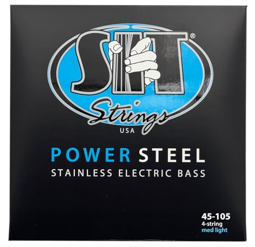 SIT Strings Power Steel Stainless Steel Bass Guitar Strings (S.I.T.), 4-String Bass Medium-Light 45-105, SR45105L - Image 1