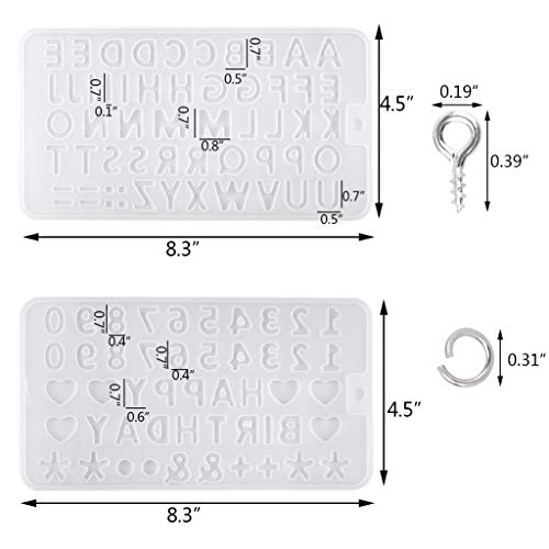 Bskifnn 402pcs Tiny Silicone Letter Mold Small DIY Silicone Resin Mold with 400pcs Screw Eye Pins for Making Keychain Pendant Jewelry Necklace Earrings - Image 3
