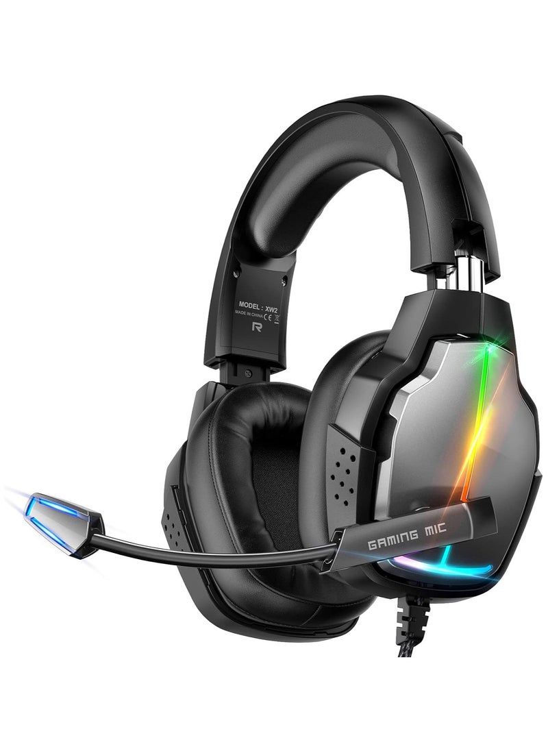 Generic - Tatybo Gaming Headset for PS4 PS5 Xbox One, PS4 Headphones Stereo Sound with Noise Cancelling Microphone, 90° Rotating Headset for PC, Laptop, Switch - Image 1