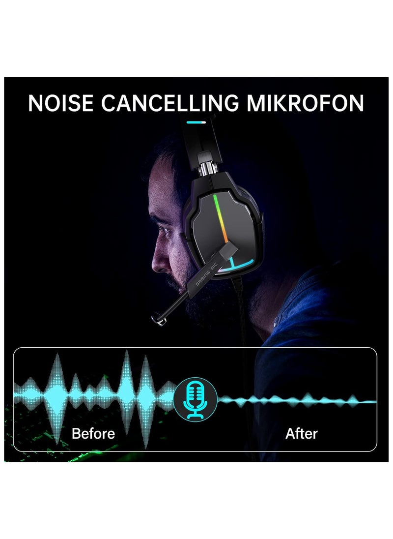 Generic - Tatybo Gaming Headset for PS4 PS5 Xbox One, PS4 Headphones Stereo Sound with Noise Cancelling Microphone, 90° Rotating Headset for PC, Laptop, Switch - Image 1