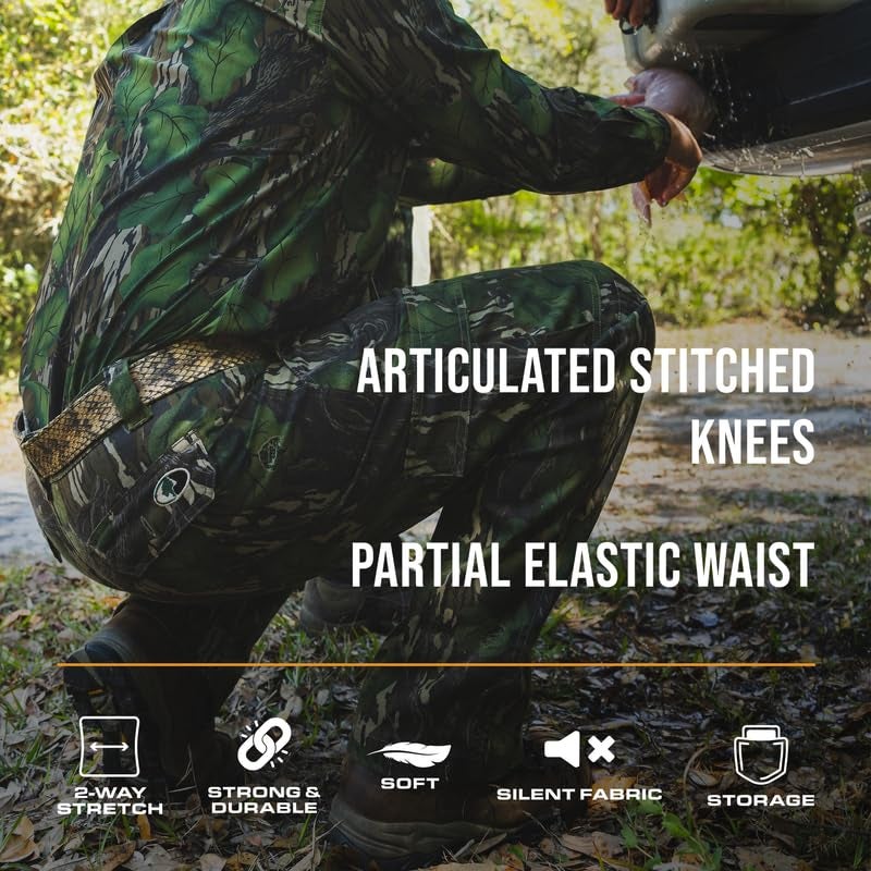 Mossy Oak Men's Cotton Mill Camo Hunting Pants, Medium, Full Foliage - Image 4