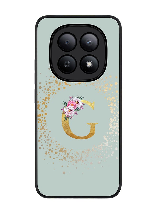 For Xiaomi Redmi Note 15 5G / Poco M8 Case,Slim fit Camera Protection, Shockproof Thin Phone cover  - Custom Monogram Floral - G  (Light Grey )