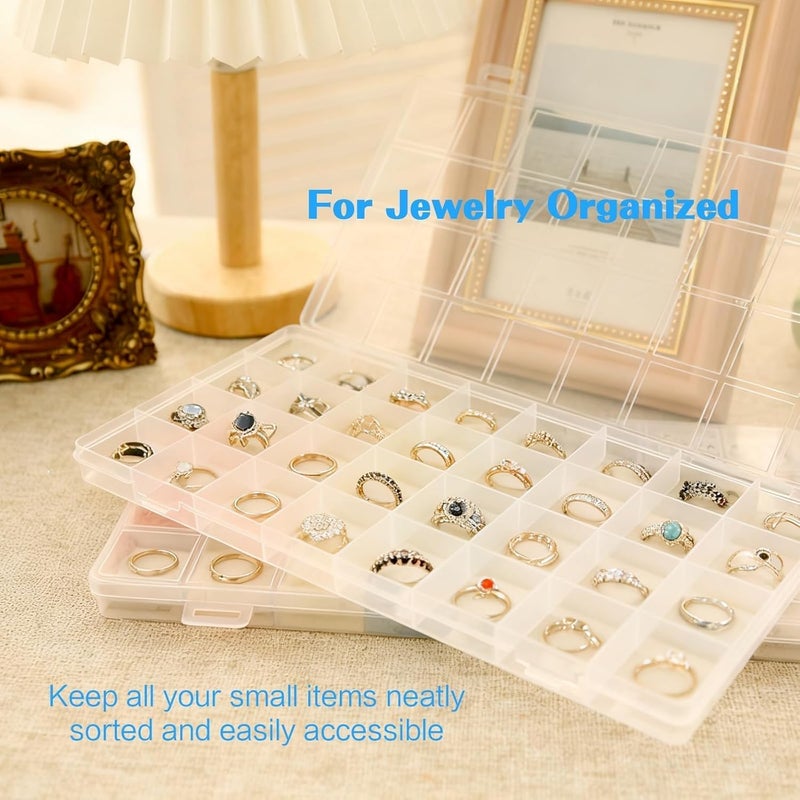 Greentime 2 Pack 32 Grids Clear Plastic Storage Organizer Boxes, Bead Storage Containers for Small Parts Crafts Jewelry Fishing Tackle - Image 4