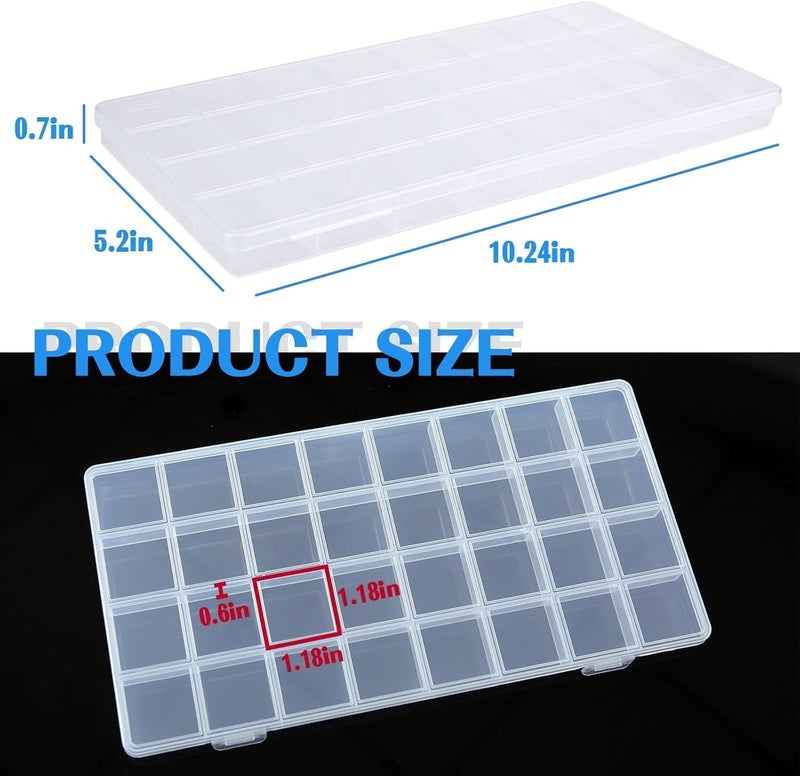 Greentime 2 Pack 32 Grids Clear Plastic Storage Organizer Boxes, Bead Storage Containers for Small Parts Crafts Jewelry Fishing Tackle - Image 2
