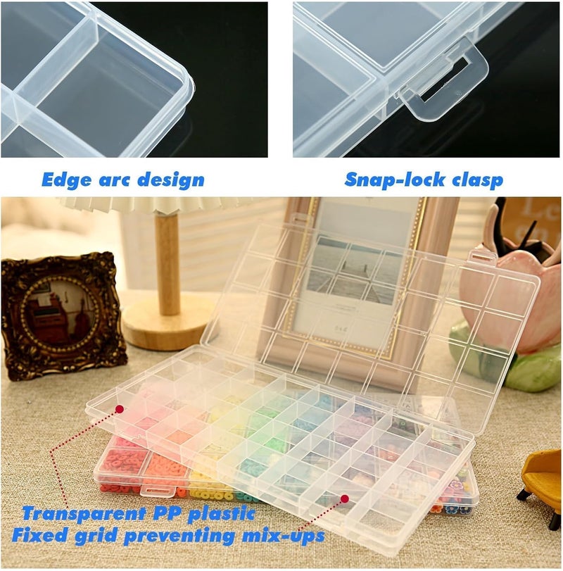Greentime 2 Pack 32 Grids Clear Plastic Storage Organizer Boxes, Bead Storage Containers for Small Parts Crafts Jewelry Fishing Tackle - Image 5