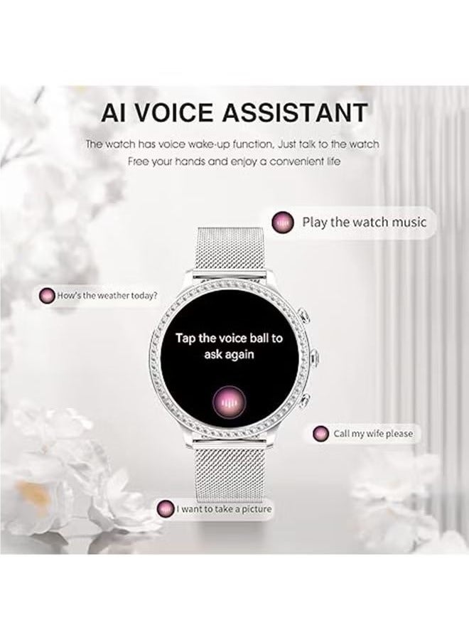 RollsTimi  Women's smart watch (answer/make calls) smartwatch for Android phones and iOS 1.32"HD screen fitness tracker 19 exercise mode heart rate sleep monitor pedometer waterproof, RT-I70 Silver  - Image 4