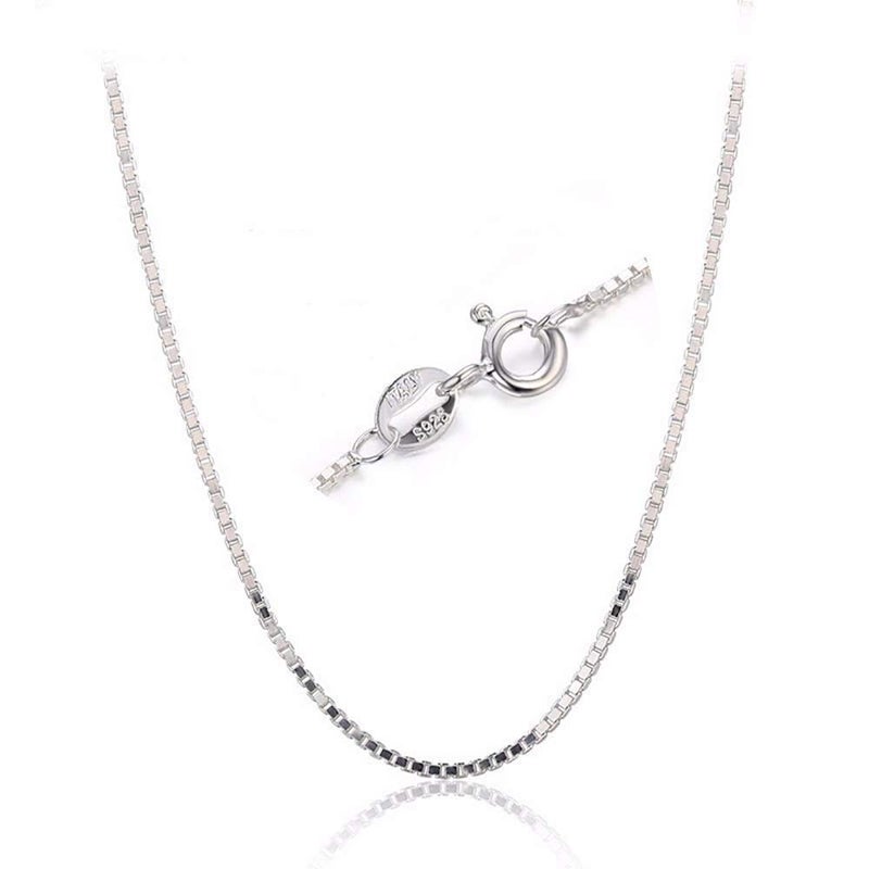 BQfife 925 Sterling Silver Designer Chain 0.8MM Delicate Italian Box Chain - Super Thin & Strong Lovely Necklaces (22) - Image 1