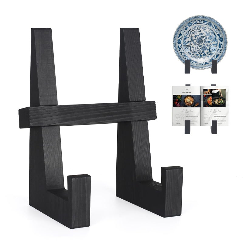 DEBETOOL Wooden Plate Stand for Display - 8.8 Inch Wooden Picture Frame Holder Decorative Tabletop Easel for Plates, Photos, Recipes | Solid Wood Durable & Space-Saving Design - Image 1