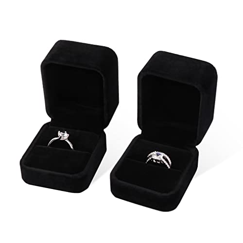 iSuperb 2 Pieces Velvet Ring Box Classic Jewelry Gift Boxes for Engagement, Proposal, Anniversary, Bridal Party Decor - Image 4