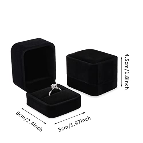 iSuperb 2 Pieces Velvet Ring Box Classic Jewelry Gift Boxes for Engagement, Proposal, Anniversary, Bridal Party Decor - Image 5