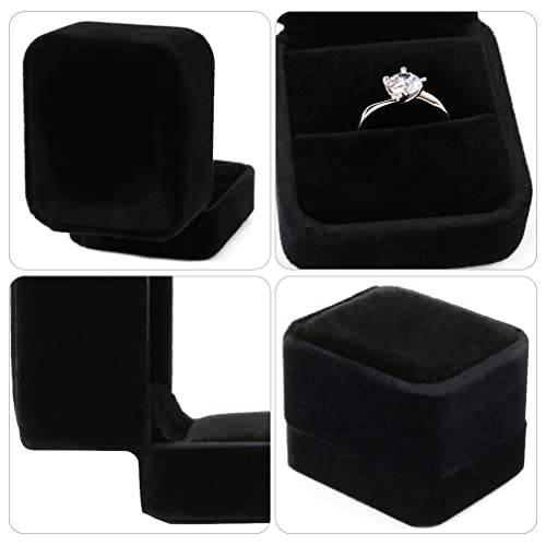 iSuperb 2 Pieces Velvet Ring Box Classic Jewelry Gift Boxes for Engagement, Proposal, Anniversary, Bridal Party Decor - Image 2