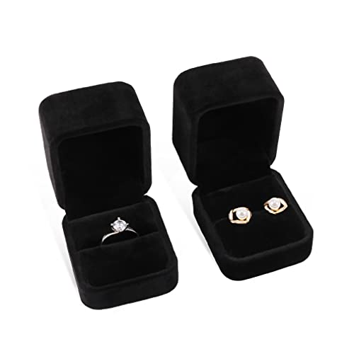 iSuperb 2 Pieces Velvet Ring Box Classic Jewelry Gift Boxes for Engagement, Proposal, Anniversary, Bridal Party Decor - Image 3