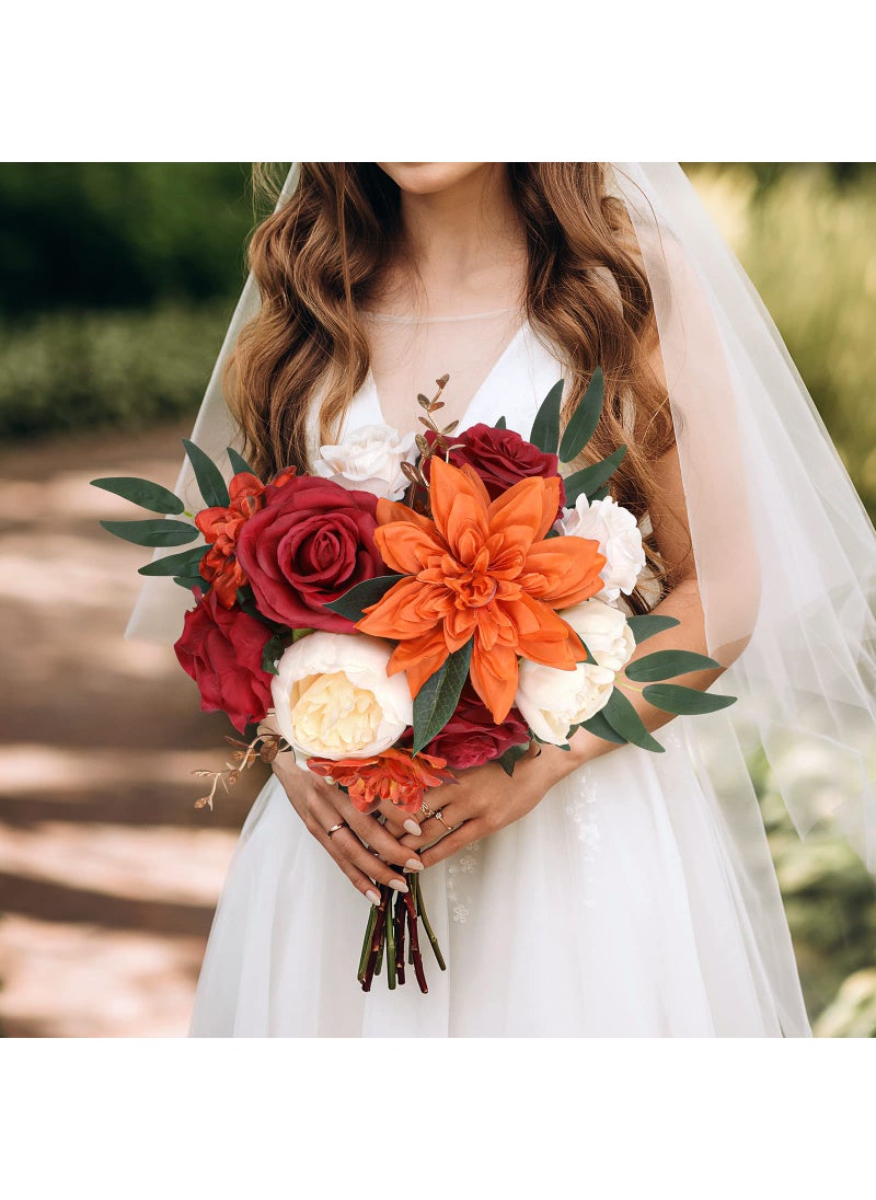 AmyHomie AmyHomie Orange Artificial Flowers Combo Silk Mix Peony Rose Hydrangea Fake Flowers w/Stem for DIY Wedding Bouquets Centerpieces Arrangements Table Fall Decor Party Bridal Baby Shower Home Decorations  - Image 2