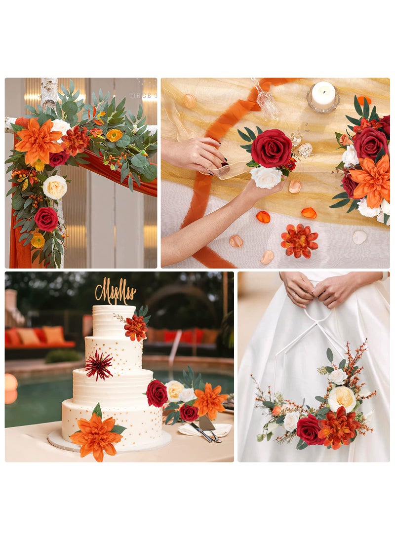 AmyHomie AmyHomie Orange Artificial Flowers Combo Silk Mix Peony Rose Hydrangea Fake Flowers w/Stem for DIY Wedding Bouquets Centerpieces Arrangements Table Fall Decor Party Bridal Baby Shower Home Decorations  - Image 4