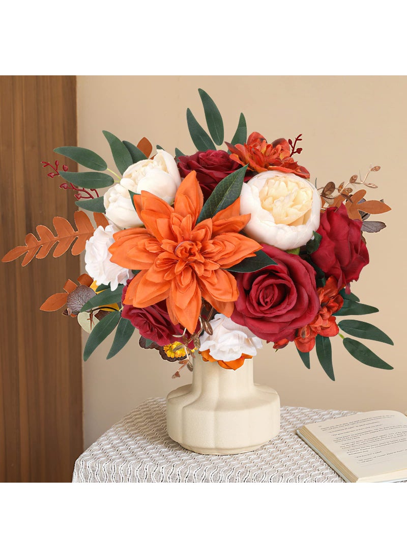 AmyHomie AmyHomie Orange Artificial Flowers Combo Silk Mix Peony Rose Hydrangea Fake Flowers w/Stem for DIY Wedding Bouquets Centerpieces Arrangements Table Fall Decor Party Bridal Baby Shower Home Decorations  - Image 5