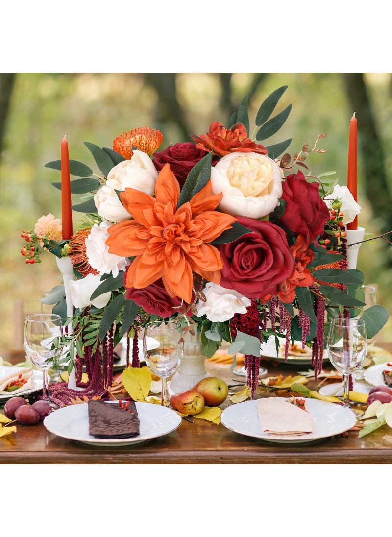 AmyHomie AmyHomie Orange Artificial Flowers Combo Silk Mix Peony Rose Hydrangea Fake Flowers w/Stem for DIY Wedding Bouquets Centerpieces Arrangements Table Fall Decor Party Bridal Baby Shower Home Decorations  - Image 3