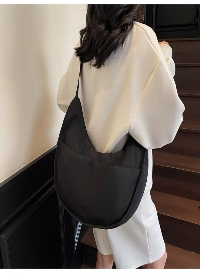 WildHorn Travel Crossbody Crescent Bags for Women Over Shoulder Purse with Zipper Half Moon Sling Bag & Waist Bag Unisex Chest Bag (Black) - Image 3