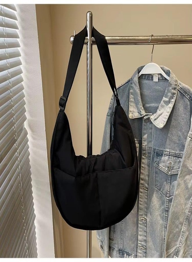 WildHorn Travel Crossbody Crescent Bags for Women Over Shoulder Purse with Zipper Half Moon Sling Bag & Waist Bag Unisex Chest Bag (Black) - Image 5