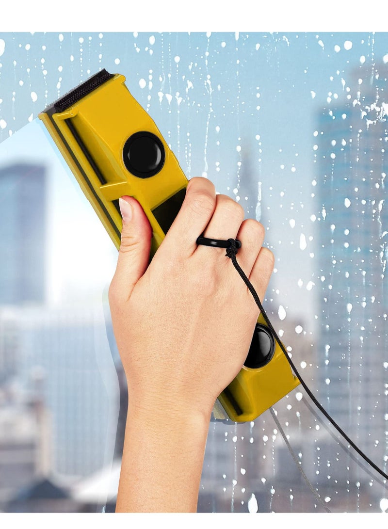 Y&D Double-Sided Window Cleaner, Professional Glass Wiper Magnetic Cleaning Tools, Fits 0.1"-0.3" / 0.25-0.76cm Single Glazed Thickness (Yellow)  - Image 1