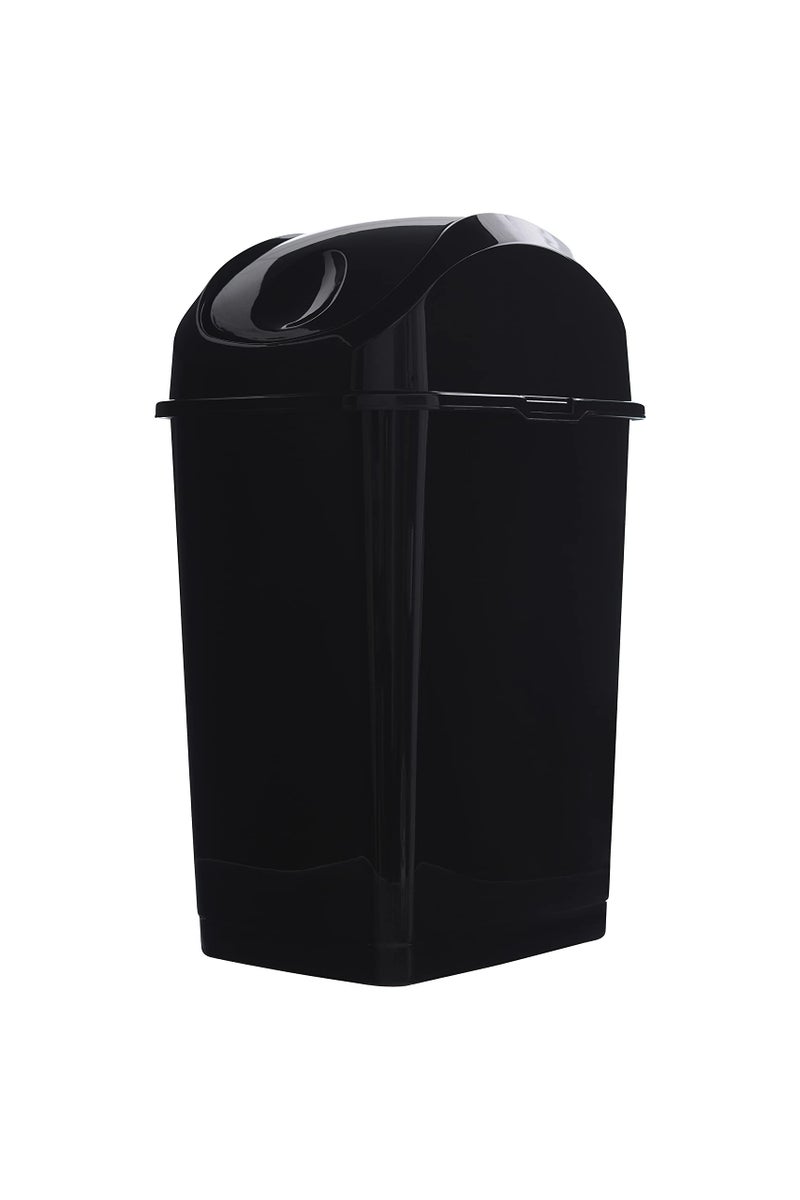 Superio Mini Desktop Trash Can with Swing Top Lid Portable Plastic Garbage Can for Countertop, Desktop, Make up Vanity, Bathroom, Car, Under Sink, Dorm Compact Waste Bin 5 L 1.25 Gal (Black) - Image 1