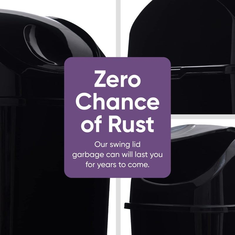 Superio Mini Desktop Trash Can with Swing Top Lid Portable Plastic Garbage Can for Countertop, Desktop, Make up Vanity, Bathroom, Car, Under Sink, Dorm Compact Waste Bin 5 L 1.25 Gal (Black) - Image 4