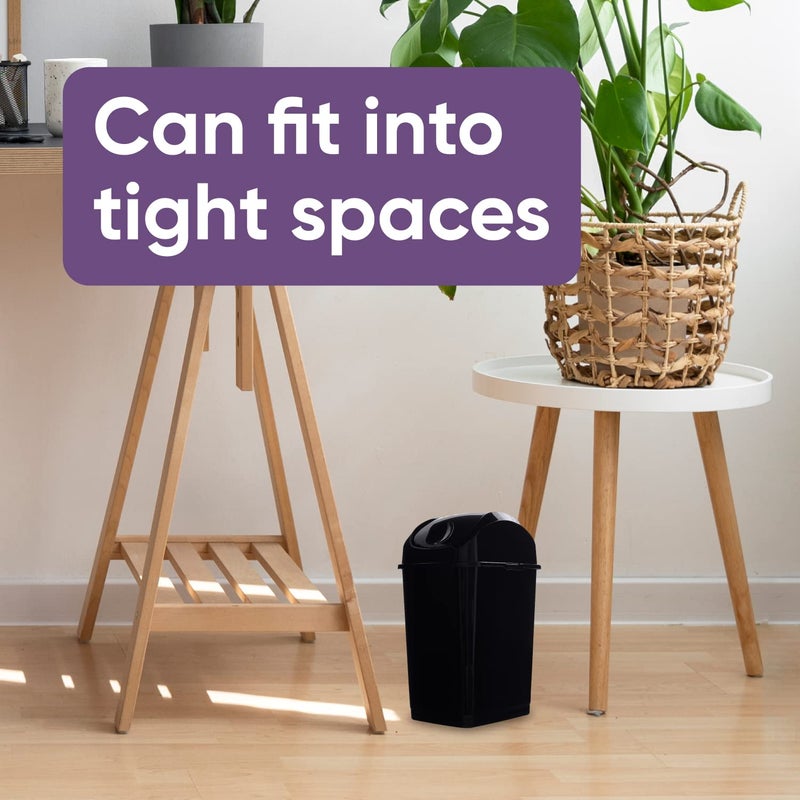 Superio Mini Desktop Trash Can with Swing Top Lid Portable Plastic Garbage Can for Countertop, Desktop, Make up Vanity, Bathroom, Car, Under Sink, Dorm Compact Waste Bin 5 L 1.25 Gal (Black) - Image 3