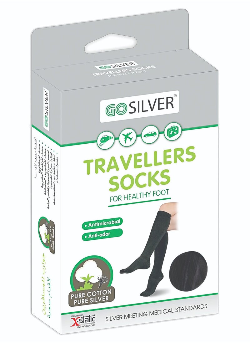 GO SILVER Compression Socks for Traveling Black Size 39/42  - Image 1