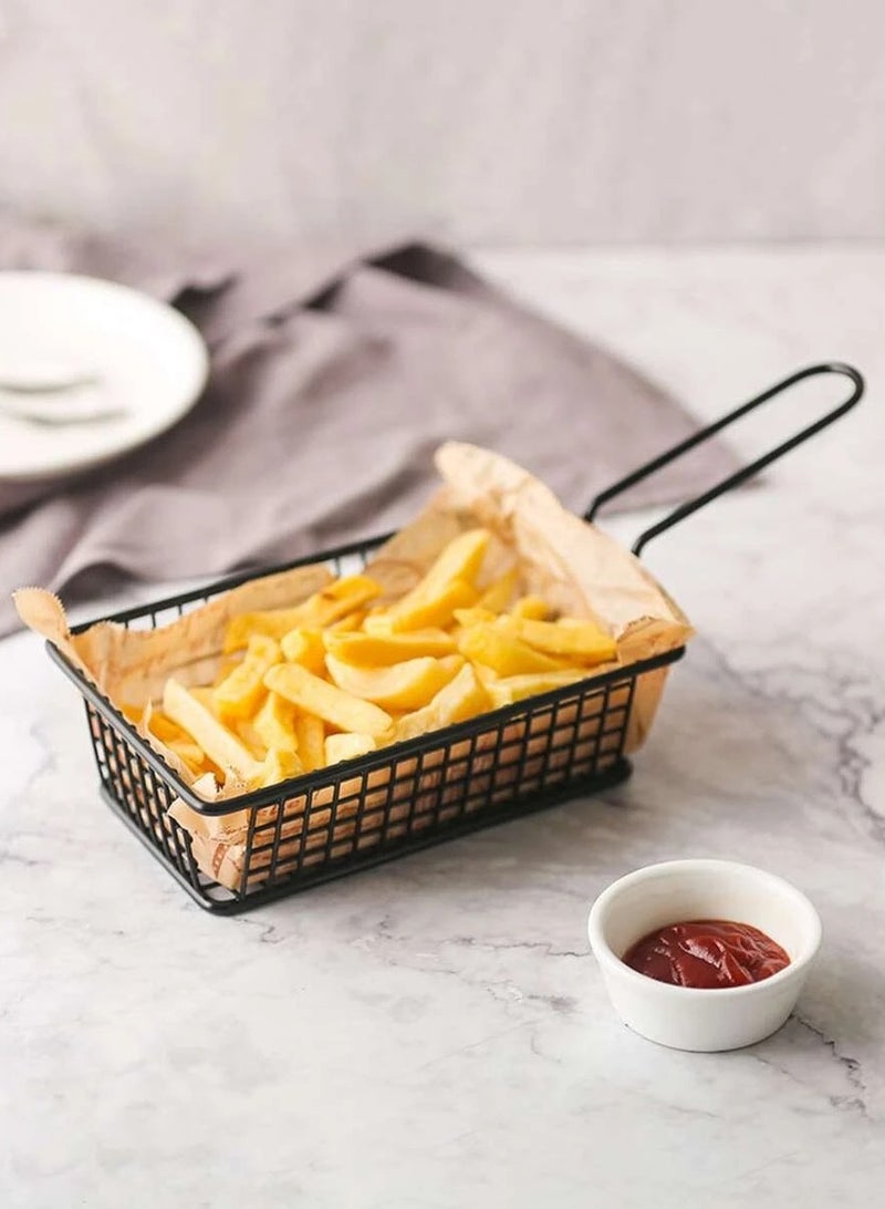 سلة قلي شبكية من الستانلس ستيل، 1 قطعة مع مقبض للقلي وتقديم السناكس في المطبخ - Image 4