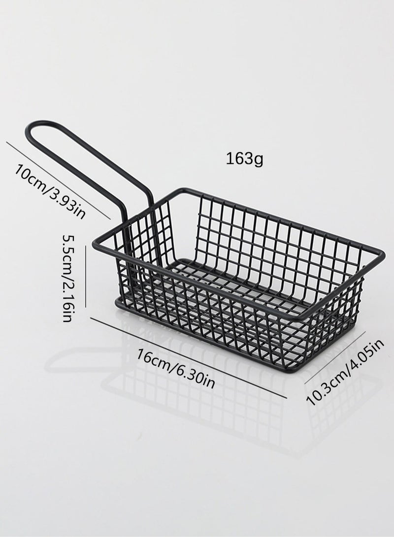 سلة قلي شبكية من الستانلس ستيل، 1 قطعة مع مقبض للقلي وتقديم السناكس في المطبخ - Image 3